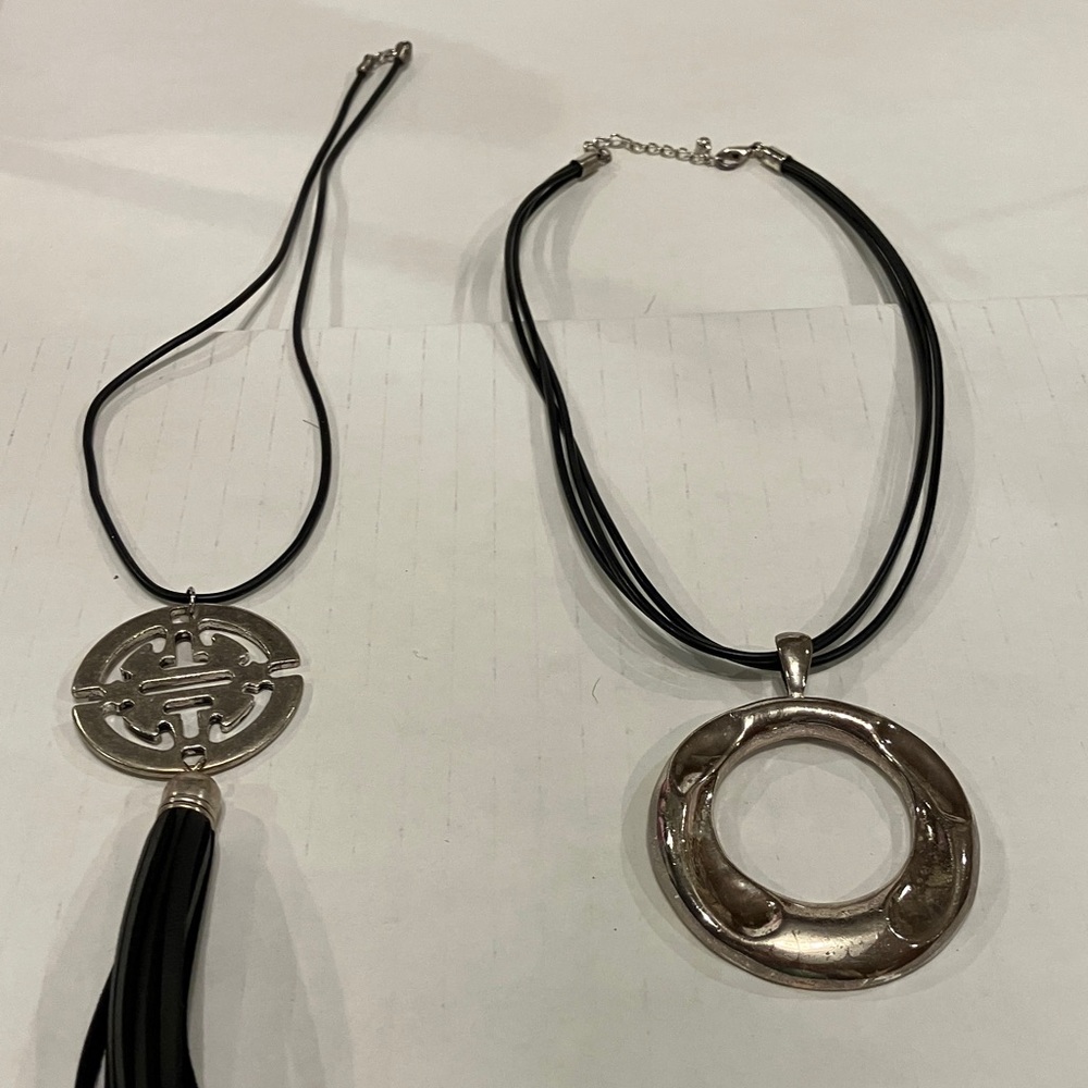 Elegant Silver Pendant Necklace Set of (2)